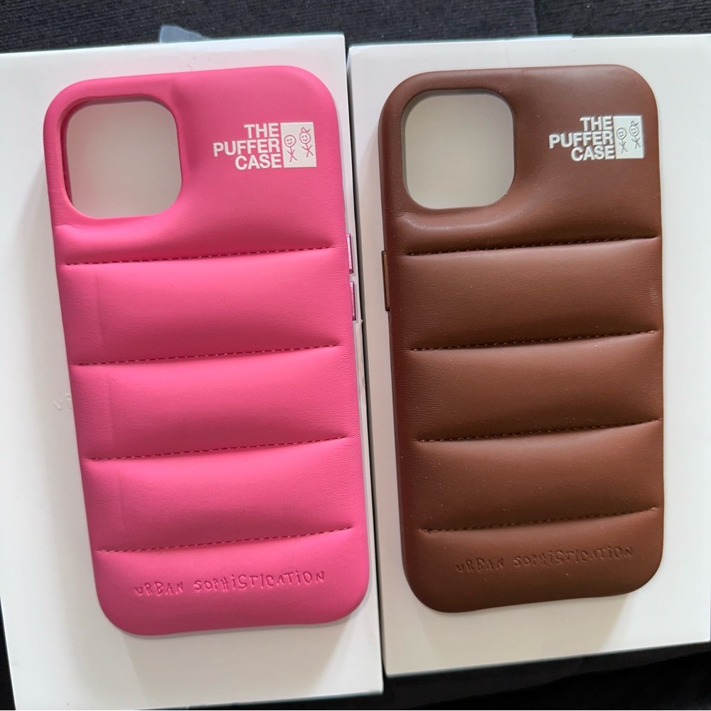 The Puffer Case- iPhone 13 Cases Pink and Brown